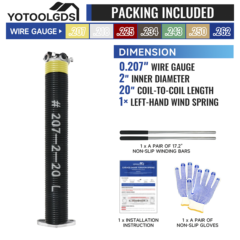 0.207*2*20"-L Single Garage Door Torsion Spring
