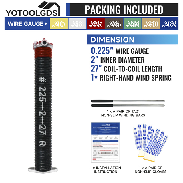 0.225*2*27"-R Single Garage Door Torsion Spring
